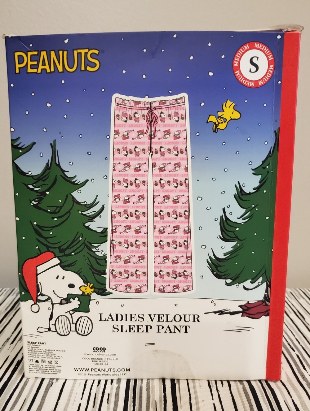 Peanuts Snoopy Pink Ladies Velour Pajama Pants Size Medium